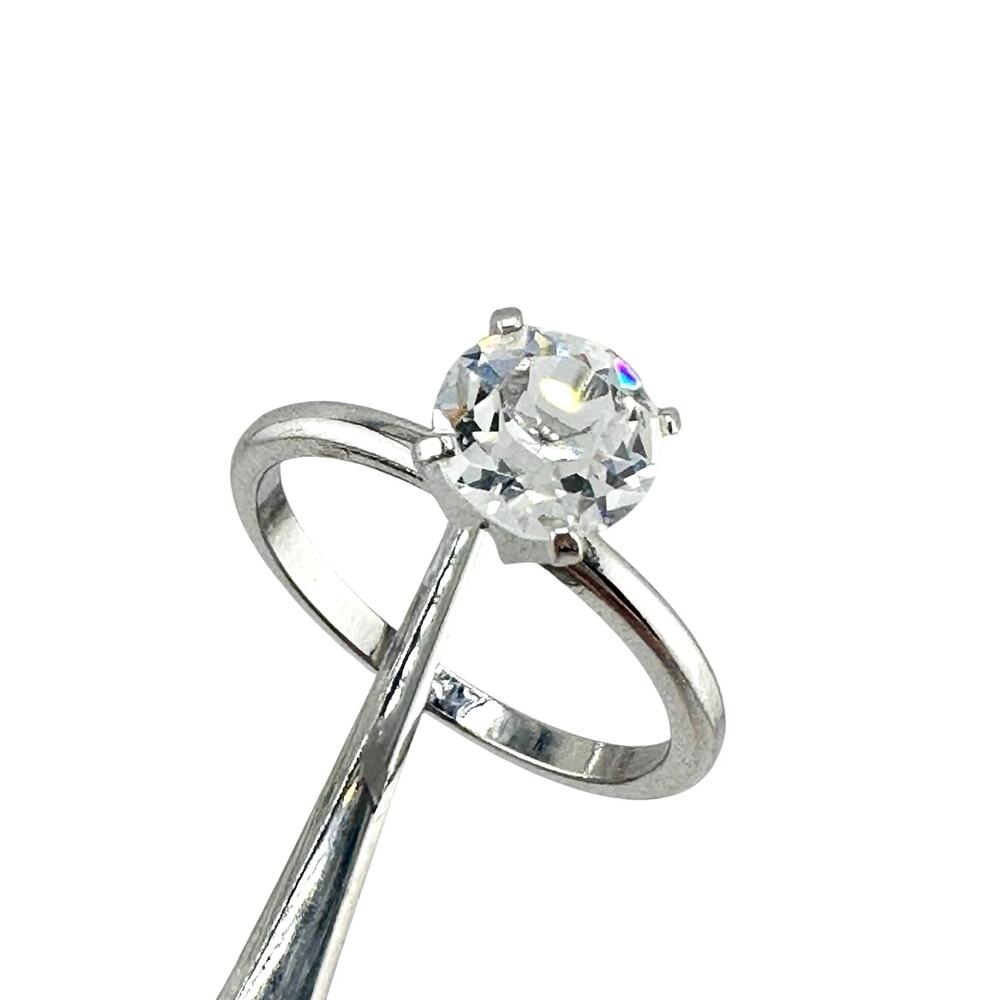 Vintage UNCAS Solitaire Faux Diamond Glass Engagement Style Size 6.75 Ring